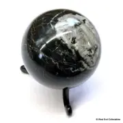 50mm (2") Natural Mineral Crystal Black Zebra Marble Rock Sphere - Collectors 2