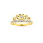 9ct Gold Diamond Crown Ring