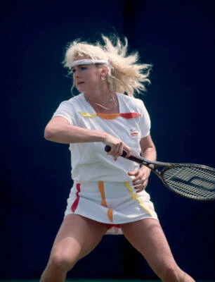 Hungarian tennis player Andrea Temesvari in action, circa 1982. - Old Photo