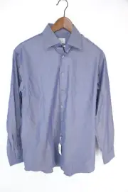 NWT Thomas Pink Superfine Two-Fold Solid Blue Spread Collar Shirt Ireland Small