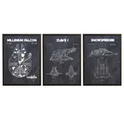 [Namly Design] Patent Drawing Poster - Millennium Falcon Set of 3