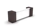 GP Aston Reception Counter Gloss White with Walnut Side