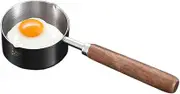 Stainless Steel Milk Pan - 19 X 20cm Thickened Stainless Steel Pot with Wooden Handle & Pouring Lips, Suitable for Induction, Ceramic, & Electric Hobs - Cooking Pot, Saucepan, Small Milk Pot