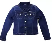 Vintage Guess Jean Jacket Youth Size 14 Medium Wash Blue With Rhinestone Guess