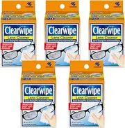 Clearwipe Lens Cleaner (5 x 20p) - 100 Wipes - Effective Streak-Free Cleaning for Glasses, Screens, and Lenses