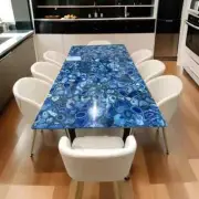 "Blue Agate Stone Dining Table Top – Luxurious Farmhouse Furniture Décor for Top