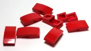 Lego - Lot of 8 - Red Slope Curved 2 x 1 No Studs [1/2 Bow]