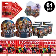 Video Game Theme Party Tableware 10 Guest Pack Plates Cups Napkins Tablecloth Loot Bags