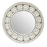 Carved Art Mirror Home Indoor Room Wall Décor Round Designer Wall Mirror 80 cm