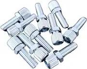 CYCLEZ Premium 6mm Bicycle Brake Caliper Barrel Adjusters, Steel, Silver Barrel Adjuster Bolt with Locknut, 10 Pack