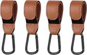 MAIHUO 4 Pack Baby Stroller Hooks,Brown Pram Hooks,Stroller Clips, Multipurpo...