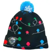 Light Up Youth Christmas Pom Knitted Hat Christmas Xmas (SEE VIDEO)