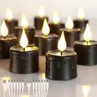 12PCS Black Rechargeable LED Tea Lights with 6H Timer, Melting Flameless Flic...