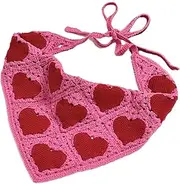 [KieTeiiK] Triangle Turban,Girls Colorful Crochet Bandana Knit for Head Kerchief Pattern Turban Tie Back for Triangle