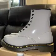 Dr. Martens Women's 1460 W Patent Leather Fashion Boot Zinc Grey New Size 7