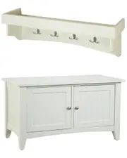 Alaterre Shaker Cottage Tray Shelf Coat Hook with Cabinet Bench