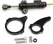 Fiber Carbon Stabilizer Steering Damper Mounting Kit, for KAABO, Wolf Warrior 11 King GT E-Scooter Electric Skateboard Part Electric Scooter Steering Damper(Black Damper n Bracket A1)