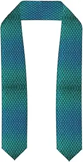 [SKKNT] Blue Fish Scale Print Graduation Shawl Stole For Academic Commencements Honor Sash Congratulations Gift