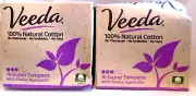 Natural All-Cotton Tampons, Super Applicator 16 Count ea 2 Boxes