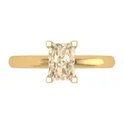 1.0ct Emerald Cut Natural Morganite Wedding Bridal Promise Ring 14k Yellow Gold