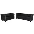 2 and 3 Seater Artificial Leather Lounge Couch Seat Chair Sofa Suite Set - Black