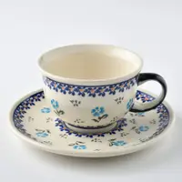 在飛比找PChome24h購物優惠-波蘭陶 青藍小花系列 花茶杯盤組 220 ml 波蘭手工製