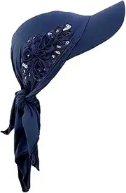 [Pluto & Fox] Women's Turban Visor Cap Headscarf with Flower Ornament Baseball Caps for the Sun