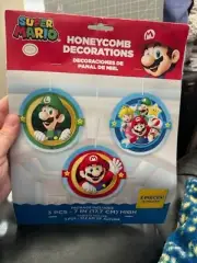 Super Mario Brothers Game Nintendo Kids Birthday Party Honeycomb Decorations 3ct