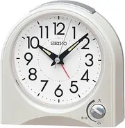 Seiko Clock KR520W Alarm Clock Analog White Pearl 4.5 x 4.5 x 2.2 inches (115 x 115 x 55 mm)