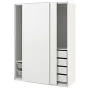 PAX / HASVIK wardrobe with sliding doors, white/white, 150x66x201 cm