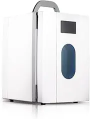 10L Mini Fridge with Window Portable Refrigerator Electric Reefer Makeup Cosmetic Skincare Fridge Drinks Cooler & Food Heating AC+DC Compatibility Small Household Dormitory Car Refrigerator(White)