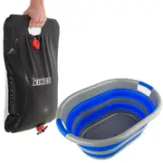 Adventure Kings Camping Solar Shower 20L Capacity + Collapsible Laundry Basket
