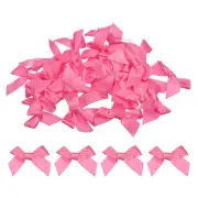 50Pcs Mini Ribbon Bow Mini Fabric Satin Ribbon Flower Bows Dark Pink