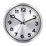 Wall Clock, 12 Inch Battery Operated Wall Clock with Silver Aluminum Frame,