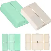 Magnetic Foldable Pill Organizer,7 Compartments Portable Pill Case,Travel Pill Organizer,Weekly Pill Organizer,Small Pill Box,Pill Container for Purse Pocket to Hold Medicine Vitamin 2PCS(Beige+Green)