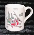 2 Eli & Ana Whimsy Skier Santa Coffee Mug Handmade Ceramic Xmas Funny Slopes Fun