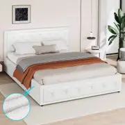 ALFORDSON Bed Frame Double Gas Lift Storage Base White