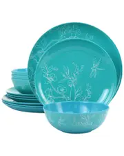 Martha Stewart 12pc Leafy Floral Melamine Dinnerware Set