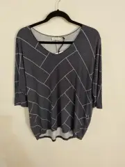 SPORTSCRAFT size S new with tags drop sleeve geo printed raw hem jersey blouse