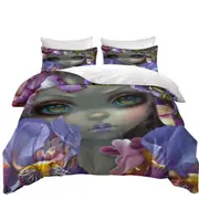 Fine Art the Language of Flowers Irises Girl Quilt Cover