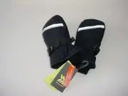 All In Motion Snow Sport Mittens Unisex Youth 4-7 Black Wrist Straps Waterproof
