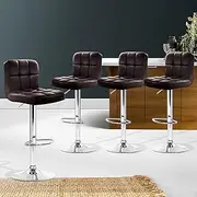 [Artiss] Bar Stools Stool Set of 4 Adjustable Kitchen Swivel Counter Barstools Dining Chair Chairs Gas Lift Brown in 68-81cm Seat Height Floor for Home Bar Dining Room Cafe Outdoor Indoor