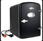 Koolatron 6 Can AC/DC Retro Mini Cooler/Mini Fridge in BLACK (4.2 QT/4 Liters)