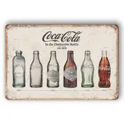 3x Tin Sign Coca Cola In The Distinctive Bottle 1899 -1957 Rustic Decorative