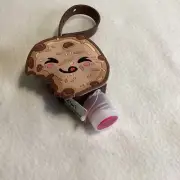 Kids Silicone Hand Sanitizer & Bottle Holder Hanging Keychain 1oz Brown Pie Face