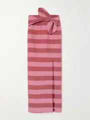 [BERNADETTE] BERNADETTE - Cecile Tie-front Striped Taffeta Maxi Skirt - Pink - FR 38 FR 38 Pink