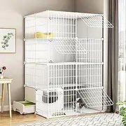 Cat Cages Indoor Large DIY Indoor Pet Home Detachable Cat Playpen Cat Condo,Detachable Metal Kennel Cat Enclosure with Litter Box and Platforms