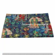 Queen Blue Floral Printed Summer Kantha Quilt Cotton Home Dorm D?cor Blanket