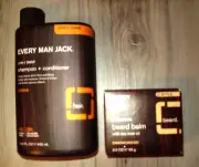 EVERY MAN JACK 2 in 1 Shampoo Conditioner + 4 style beard balm bundle new unopen