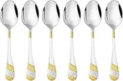 HIMANSH STORE International Pvt Ltd Imperio 24 Karat Gold Plated Tea Spoon - Set of 6, Stainless Steel, 13.5 cm